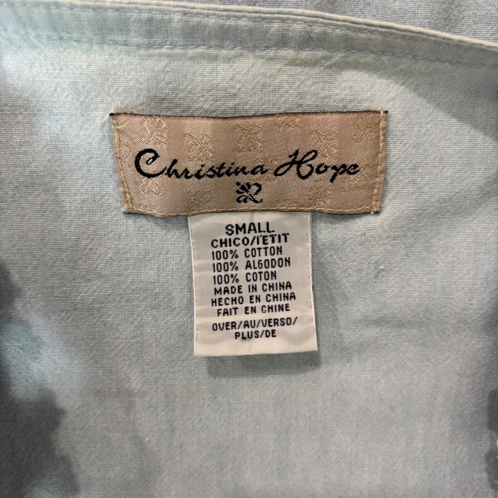 Vintage 90s Christina Hope Light Wash Denim Woven Cutout Vest Small Bohemian - Picture 9 of 11